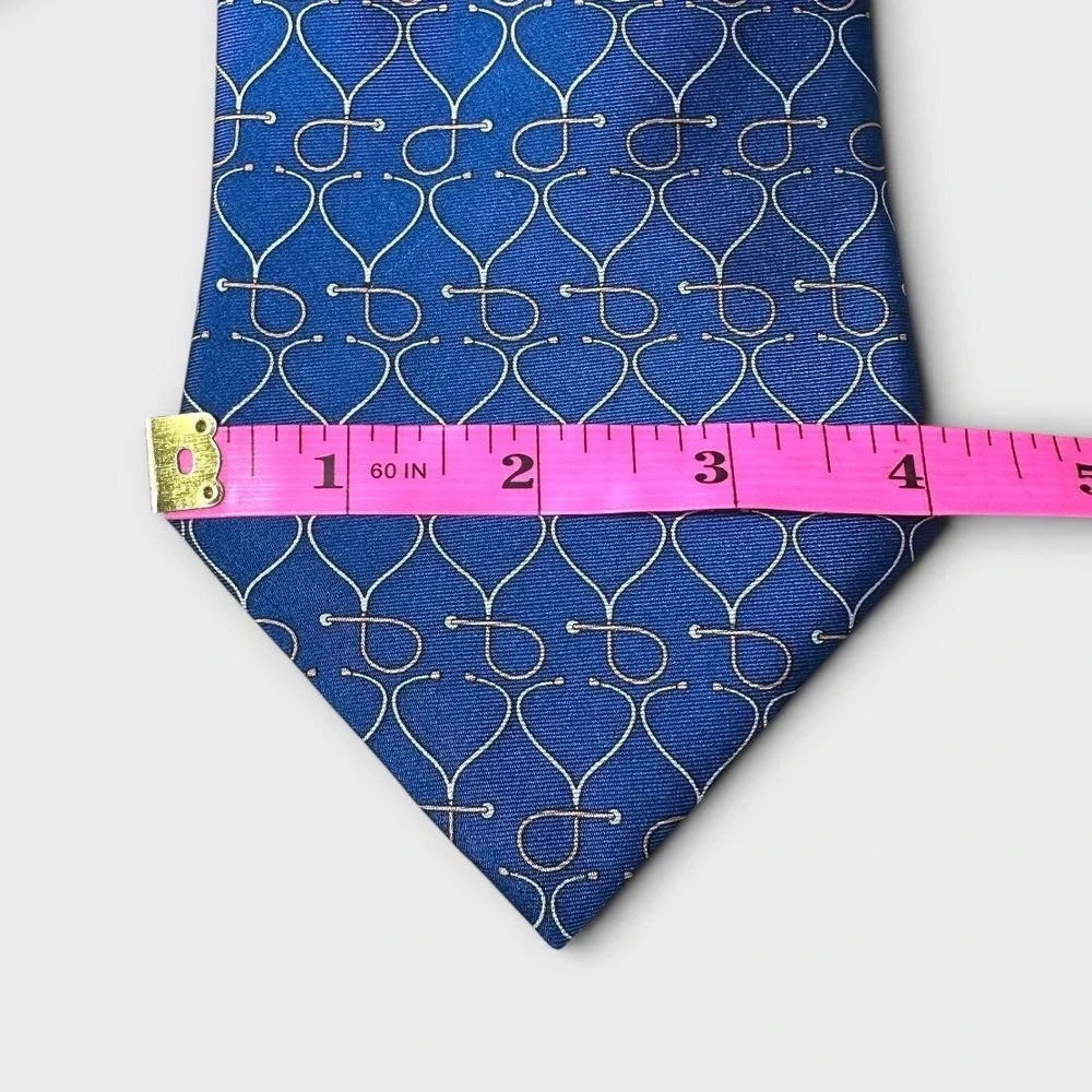 Rivety of Boston Mens Silk Tie Blue Stethoscope Medical Doctor Nurse Hand Sewn